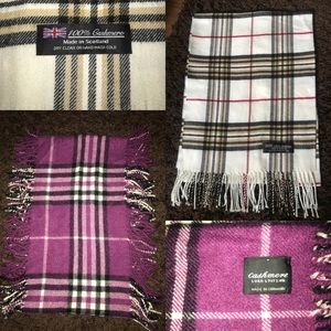 2 100% pure cashmere plaid check scarves